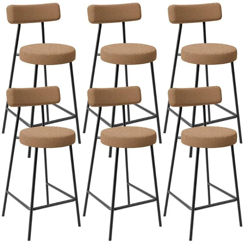 Kit 06 Banquetas Baixa Para Cozinha Sala De Jantar Bar Bancada Milão L02 Bouclê Mostarda - Lyam Decor