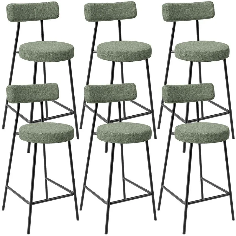 Kit 06 Banquetas Baixa Para Cozinha Sala De Jantar Bar Bancada Milão L02 Bouclê Oliva - Lyam Decor