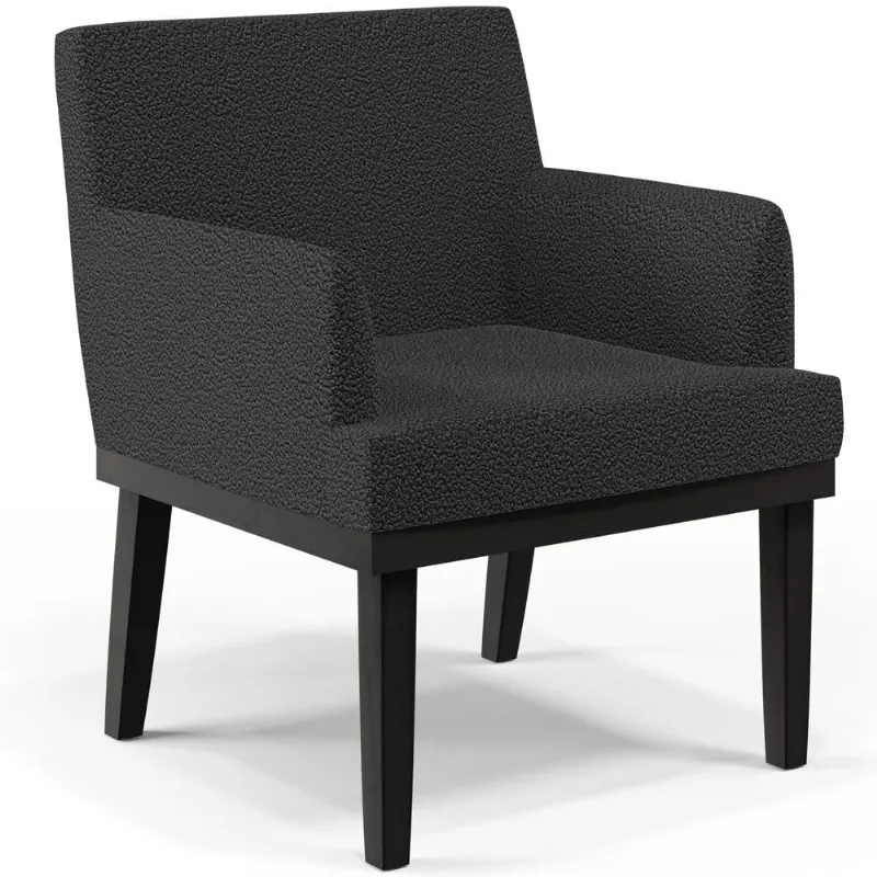 Poltrona Decorativa Para Sala De Estar Base Preto Beatriz W01 Bouclê Preto - Lyam Decor
