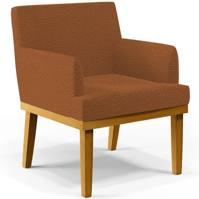 Poltrona Decorativa Para Sala De Estar E Recepção Beatriz W01 Bouclê Terracota - Lyam Decor