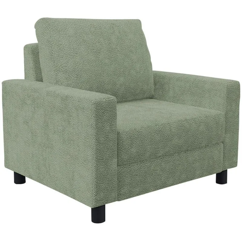 Poltrona Decorativa Para Sala De Estar E Recepção Malta L02 Bouclê Oliva - Lyam Decor