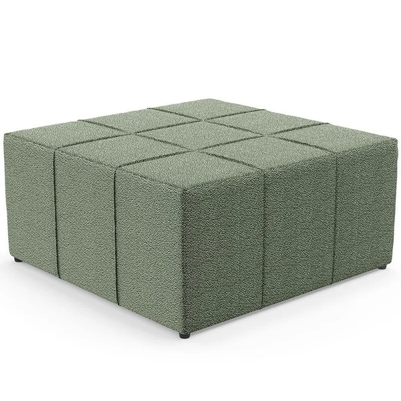 Puff Decorativo Para Sala de Estar Quadrado Milano 90x90cm W01 Bouclê Oliva - Lyam Decor
