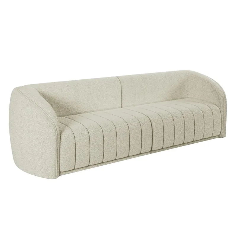 Sofá 04 Lugares Para Sala De Estar 252 cm Lazio M03 Bouclê Bege Claro - Lyam Decor - Lyam Decor