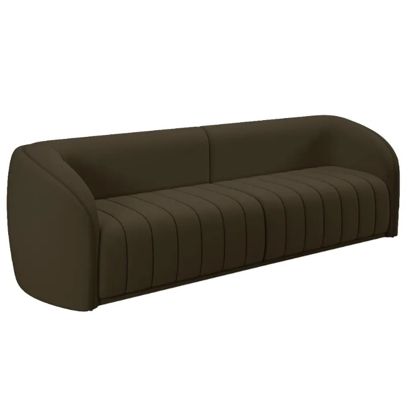 Sofá 05 Lugares Para Sala De Estar 332 cm Lazio M03 Veludo Marrom - Lyam Decor - Lyam Decor