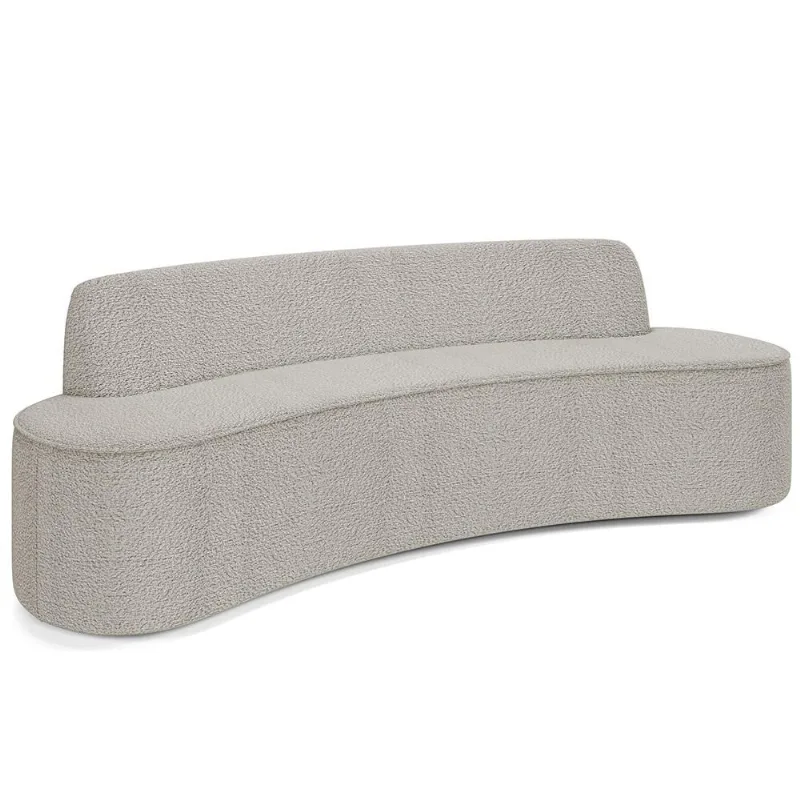 Sofá 3 Lugares Curvo Sala de Estar Living Cancún D02 Bouclê Bege 210 cm B-62 - Lyam Decor - Lyam Decor