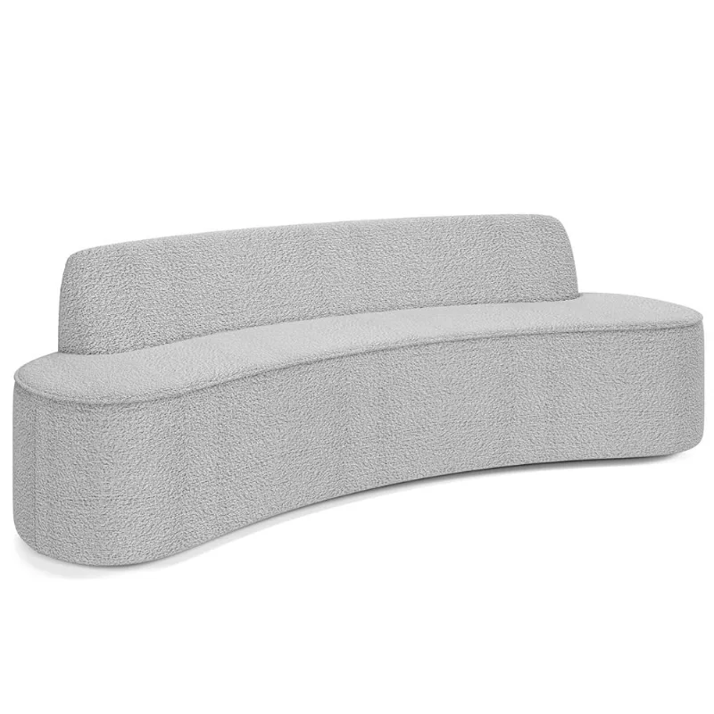 Sofá 3 Lugares Curvo Sala de Estar Living Cancún D02 Bouclê Cinza 210 cm B-56 - Lyam Decor - Lyam Decor
