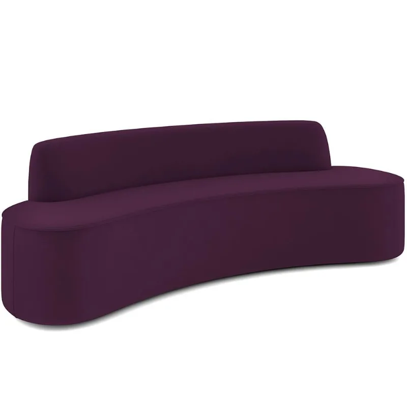 Sofá 3 Lugares Curvo Sala de Estar Living Cancún D02 Veludo Roxo 180 cm C-292 - Lyam Decor - Lyam Decor