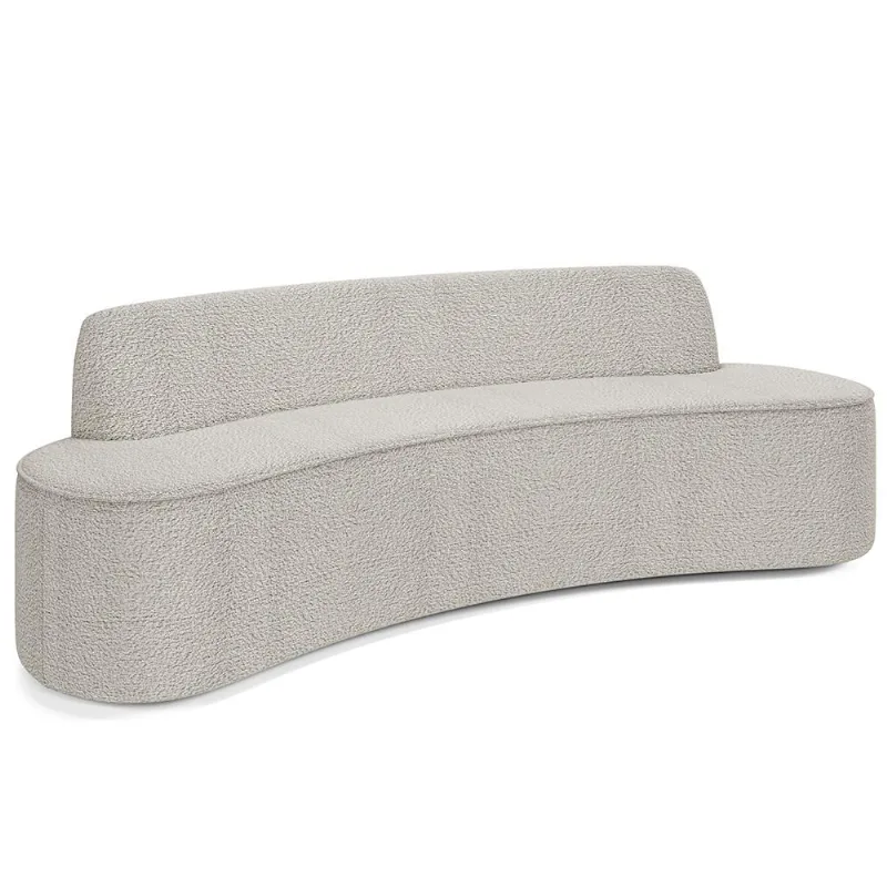Sofá 4 Lugares Curvo Sala de Estar Living Cancún D02 Bouclê Creme 230 cm B-54 - Lyam Decor - Lyam Decor