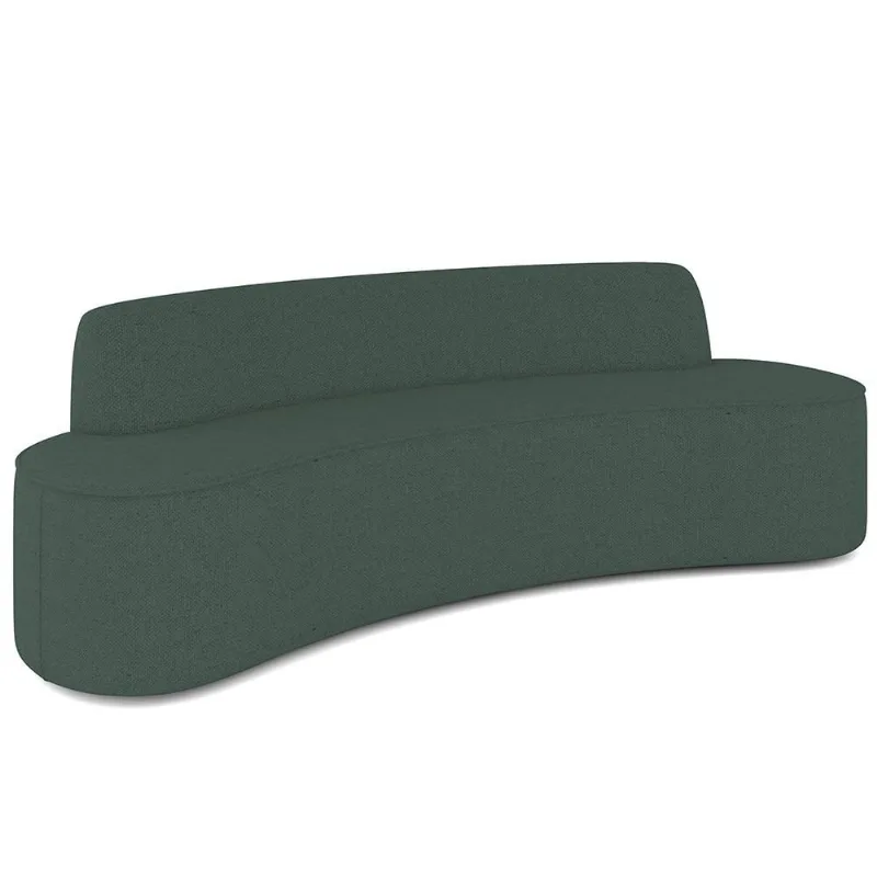 Sofá 4 Lugares Curvo Sala de Estar Living Cancún D02 Linho Verde Musgo 230 cm C-117 - Lyam Decor - Lyam Decor