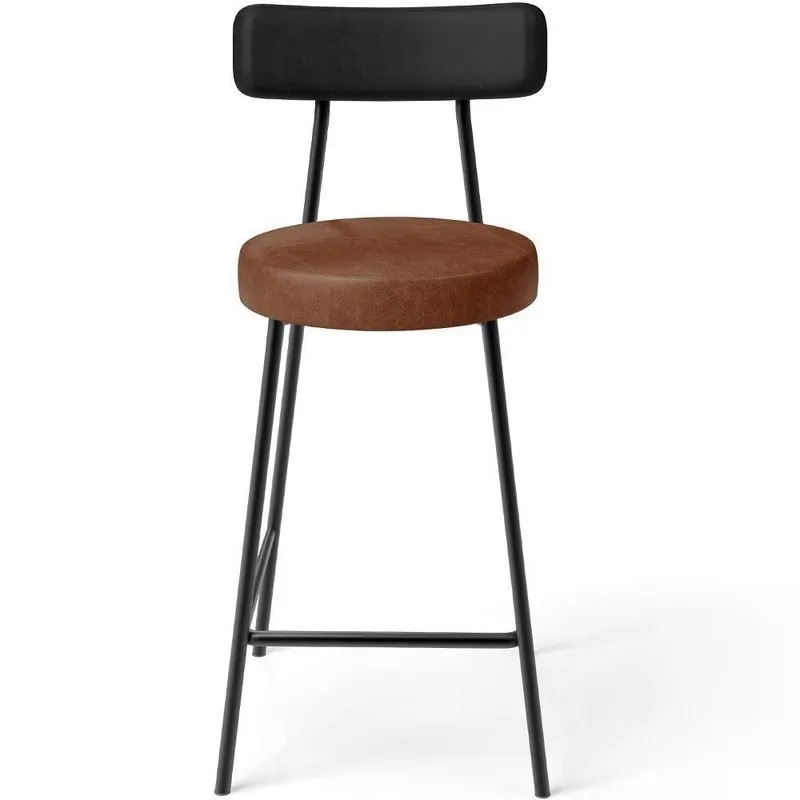 Banqueta Baixa Cozinha Sala Jantar Bancada Milão L02 Couríssimo Preto Marrom -lyamdecor