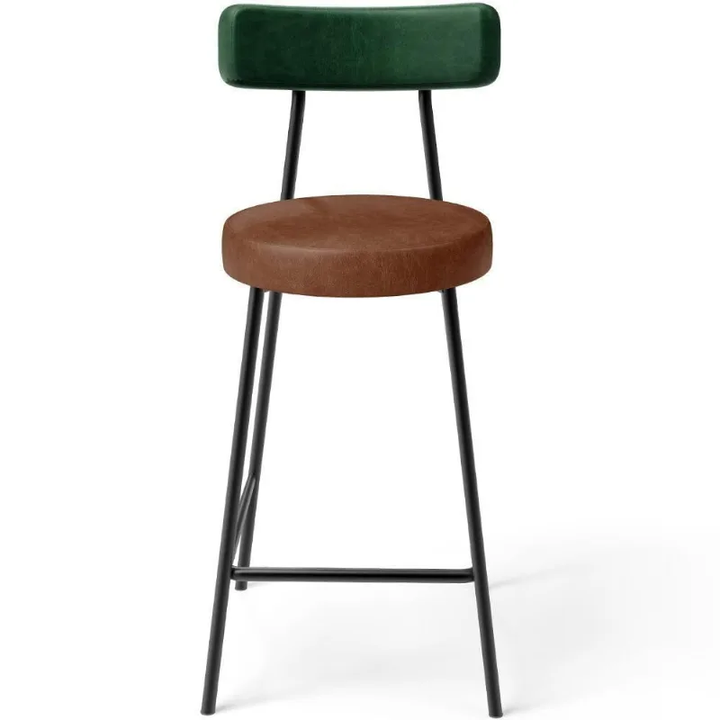 Banqueta Baixa Cozinha Sala Jantar Bancada Milão L02 Facto Verde Musgo Marrom - Lyam Decor