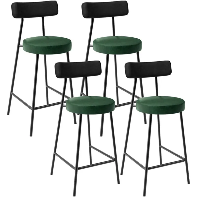 Kit 04 Banquetas Baixa Cozinha Sala Jantar Bancada Milão L02 Couríssimo Preto Verde - Lyam Decor
