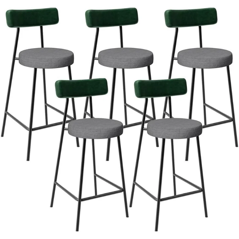 Kit 05 Banquetas Baixa Cozinha E Sala Jantar Bancada Milão L02 Facto Verde Cinza Escuro - Lyam Decor - Lyam Decor