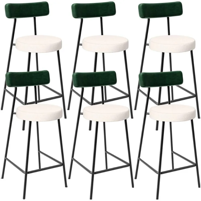 Kit 06 Banquetas Baixa Bar Cozinha E Sala De Jantar Milão L02 Facto Verde Linho Cru - Lyam Decor - Lyam Decor