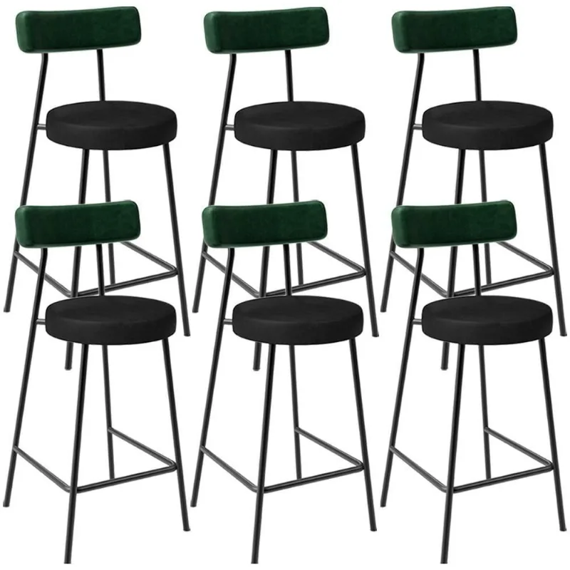 Kit 06 Banquetas Baixa Bar Cozinha Sala De Jantar Milão L02 Facto Verde Preto - Lyam Decor - Lyam Decor