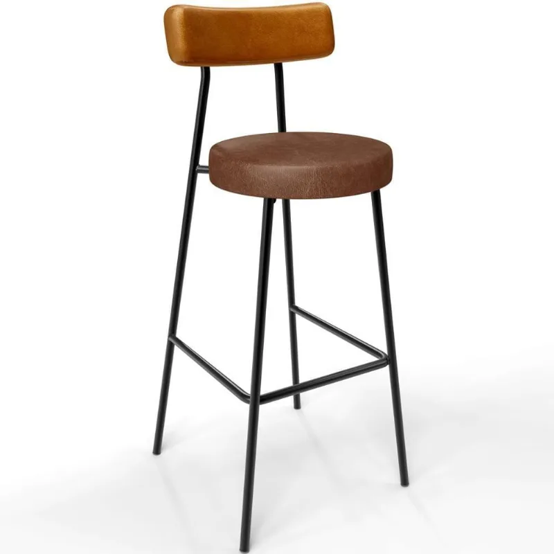 Banqueta Alta Bar Cozinha Sala De Jantar Milão L02 Couríssimo Whisky Marrom - Lyam Decor