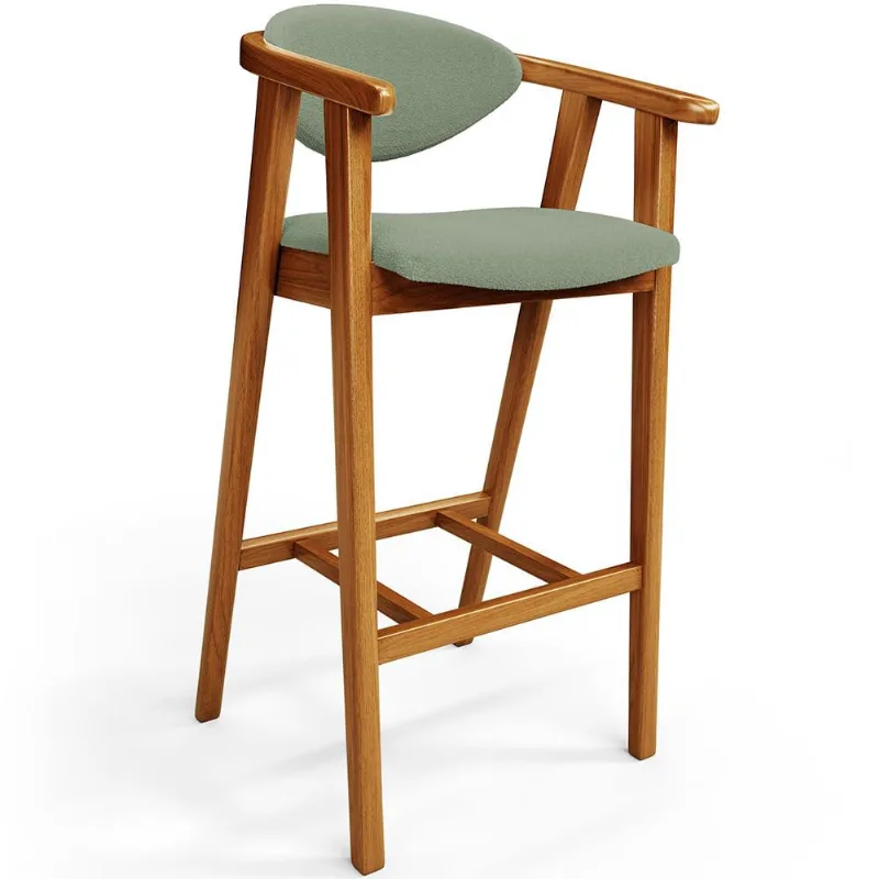 Banqueta Alta Para Cozinha Bancada Bar Sala de Jantar Fixa Cecília L02 Bouclê Oliva - Lyam - Lyam Decor