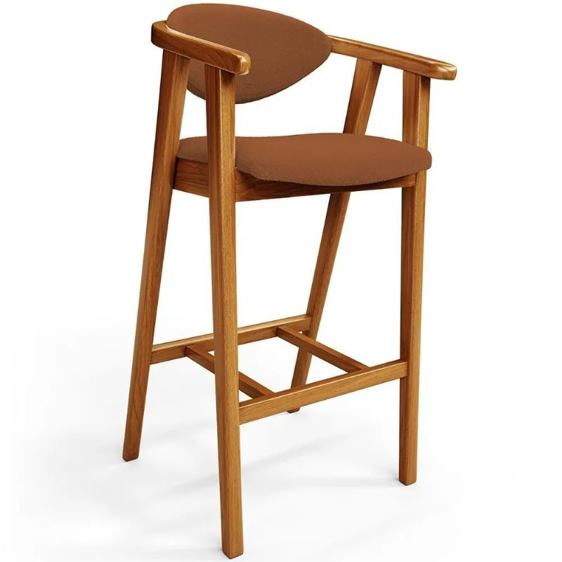 Banqueta Alta Para Cozinha Bancada Bar Sala De Jantar Fixa Cecília L02 Bouclê Terracota - Lyam Decor