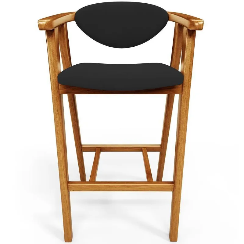 Banqueta Alta Para Cozinha Bancada Bar Sala De Jantar Fixa Cecília L02 Suede Preto - Lyam Decor