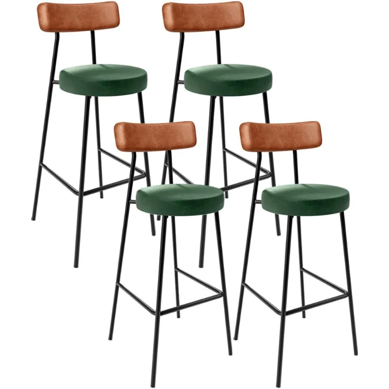 Kit 04 Banquetas Alta Bar Cozinha Sala Jantar Milão L02 Couríssimo Camel Facto Verde - Lyam Decor