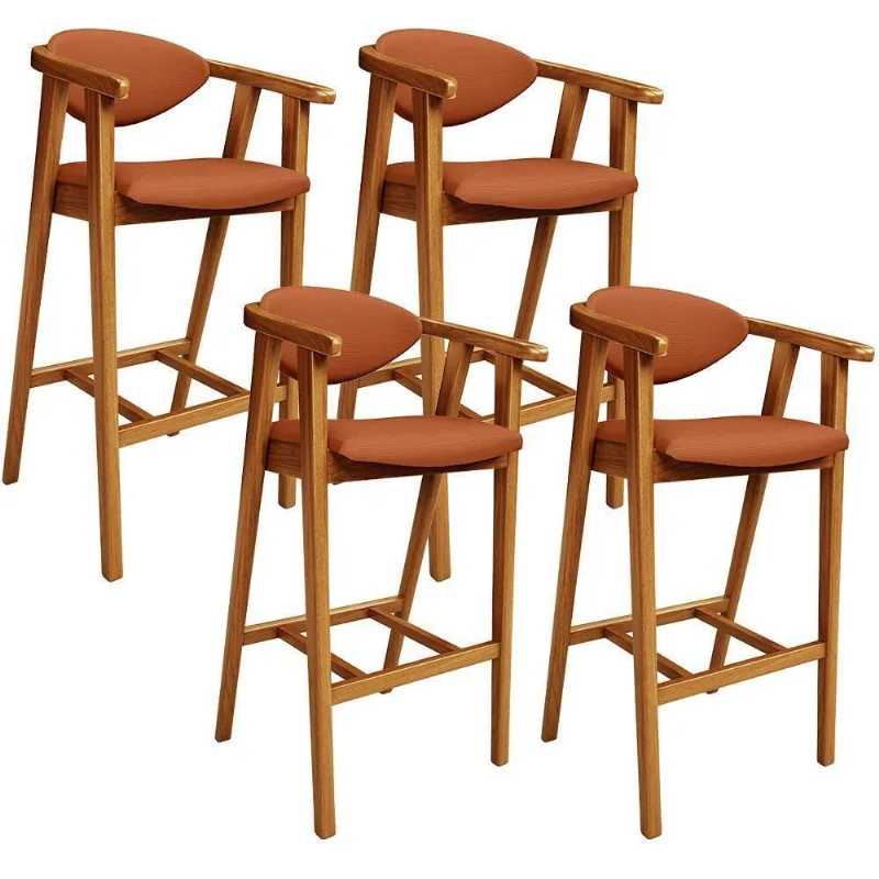 Kit 04 Banquetas Alta Cozinha Bancada Bar Sala De Jantar Fixa Cecília L02 Tecido Terracota - Lyam - Lyam Decor