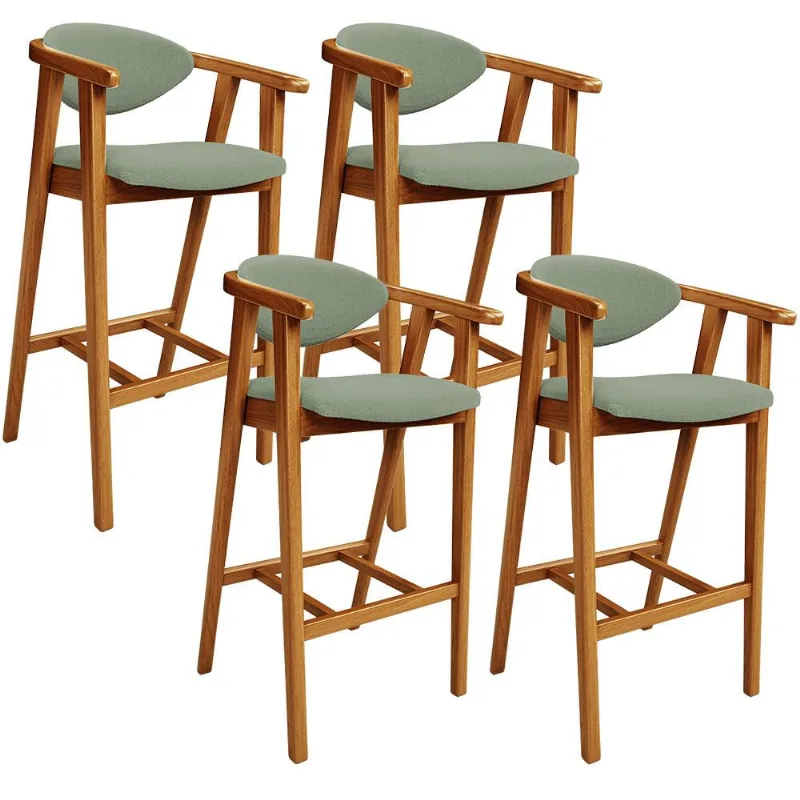 Kit 04 Banquetas Alta Para Cozinha Bancada Bar Sala de Jantar Fixa Cecília L02 Bouclê Oliva - Lyam