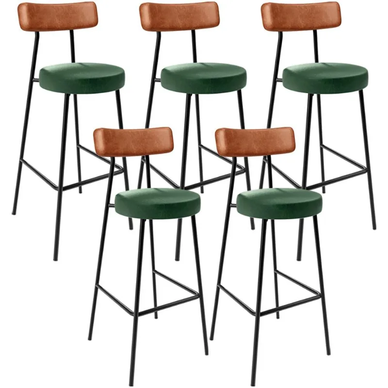 Kit 05 Banquetas Alta Bar Cozinha Sala Jantar Milão L02 Couríssimo Camel Facto Verde - Lyam Decor