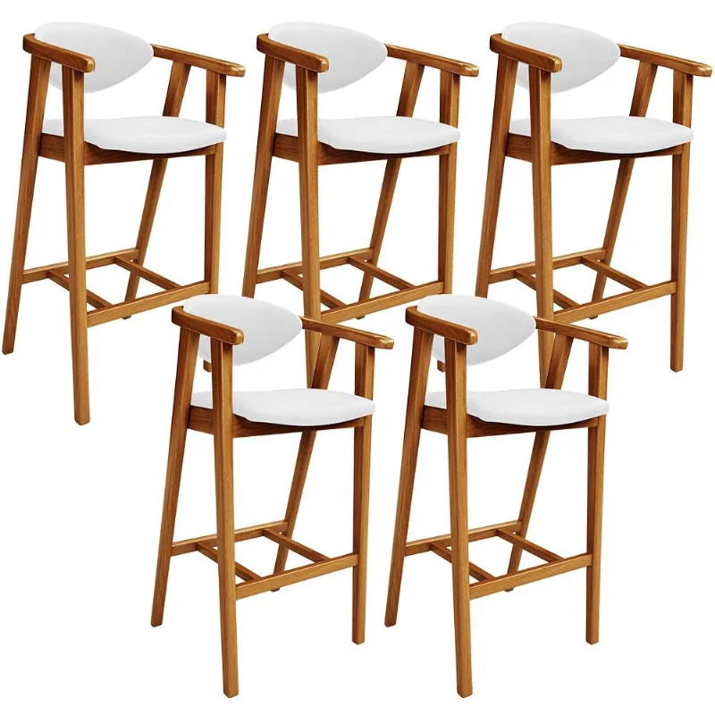 Kit 05 Banquetas Alta Para Cozinha Bancada Bar Sala de Jantar Fixa Cecília L02 Facto Branco - Lyam - Lyam Decor