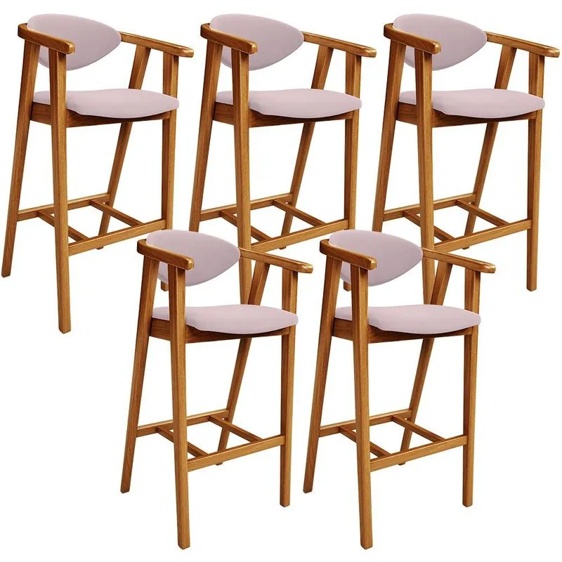 Kit 05 Banquetas Alta Para Cozinha Bancada Bar Sala de Jantar Fixa Cecília L02 Suede Rosê - Lyam