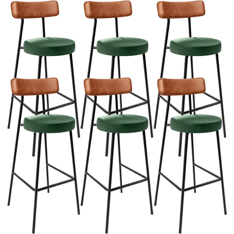 Kit 06 Banquetas Alta Bar Cozinha Sala Jantar Milão L02 Couríssimo Camel Facto Verde - Lyam Decor - Lyam Decor