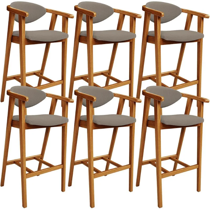 Kit 06 Banquetas Alta Para Cozinha Bancada Bar Sala de Jantar Fixa Cecília L02 Bouclê Bege - Lyam