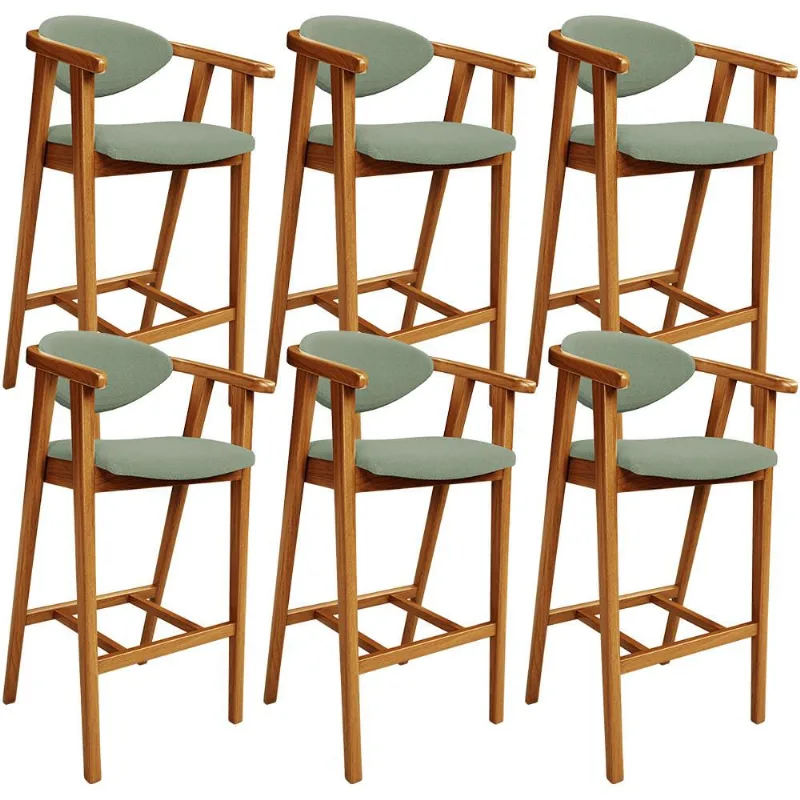 Kit 06 Banquetas Alta Para Cozinha Bancada Bar Sala de Jantar Fixa Cecília L02 Bouclê Oliva - Lyam