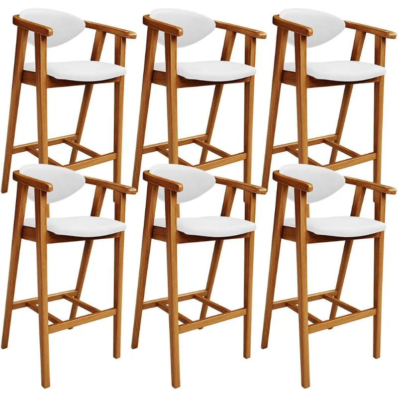 Kit 06 Banquetas Alta Para Cozinha Bancada Bar Sala de Jantar Fixa Cecília L02 Facto Branco - Lyam