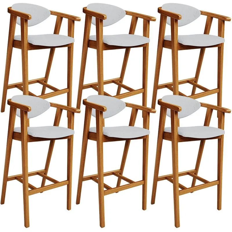 Kit 06 Banquetas Alta Para Cozinha Bancada Bar Sala de Jantar Fixa Cecília L02 Linho Cinza - Lyam