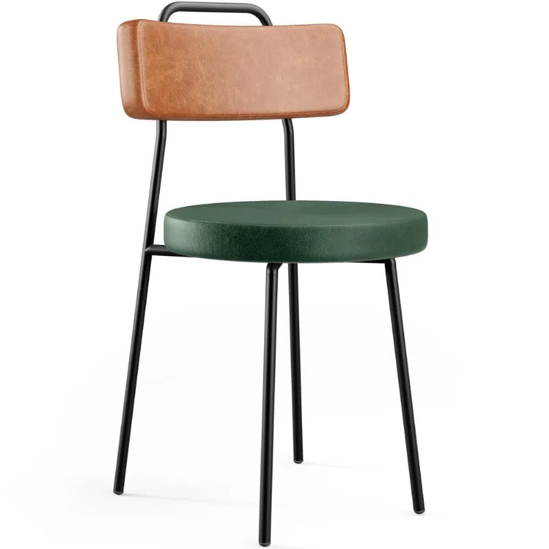 Cadeira Decorativa Estofada Para Sala De Jantar Barcelona L02 Couríssimo Camel Facto Verde - Lyam - Lyam Decor