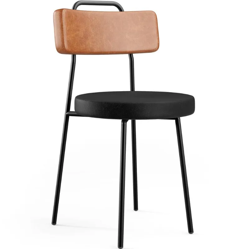 Cadeira Decorativa Estofada Para Sala De Jantar Barcelona L02 Couríssimo Camel Preto - Lyam - Lyam Decor
