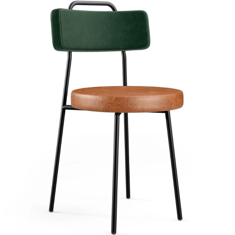Cadeira Decorativa Estofada Sala Jantar Barcelona L02 Facto Verde Musgo Couríssimo Camel - Lyam - Lyam Decor