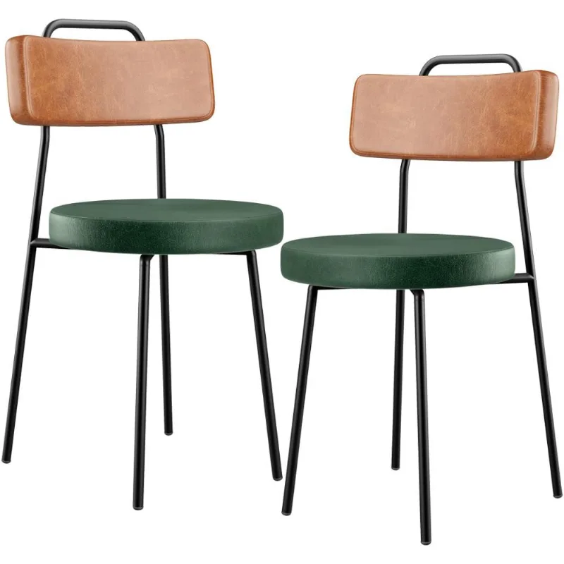 Kit 02 Cadeiras Decorativas Estofada Sala Jantar Barcelona L02 Couríssimo Camel Facto Verde - Lyam - Lyam Decor