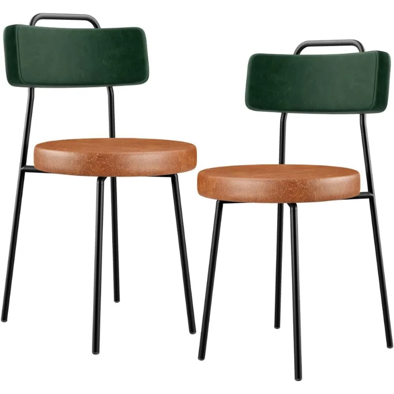 Kit 02 Cadeiras Estofada Para Sala Jantar Barcelona L02 Facto Verde Musgo Couríssimo Camel - Lyam - Lyam Decor