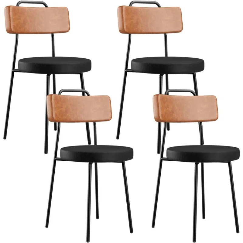 Kit 04 Cadeiras Decorativas Estofada Para Sala Jantar Barcelona L02 Couríssimo Camel Preto - Lyam - Lyam Decor