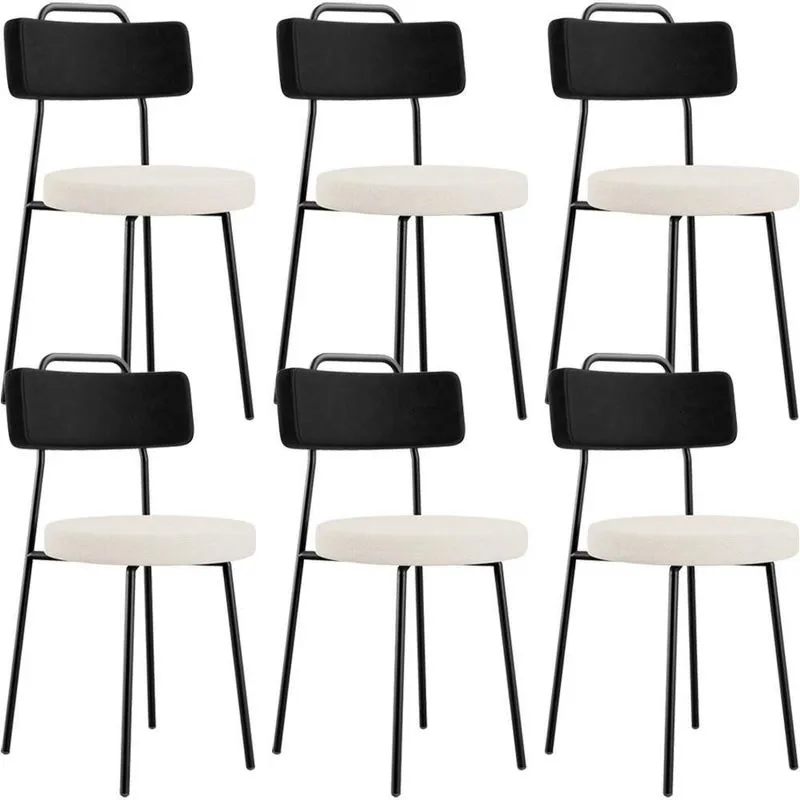 Kit 06 Cadeiras Decorativa Estofada Sala De Jantar Barcelona L02 Couríssimo Preto Linho Cru - Lyam