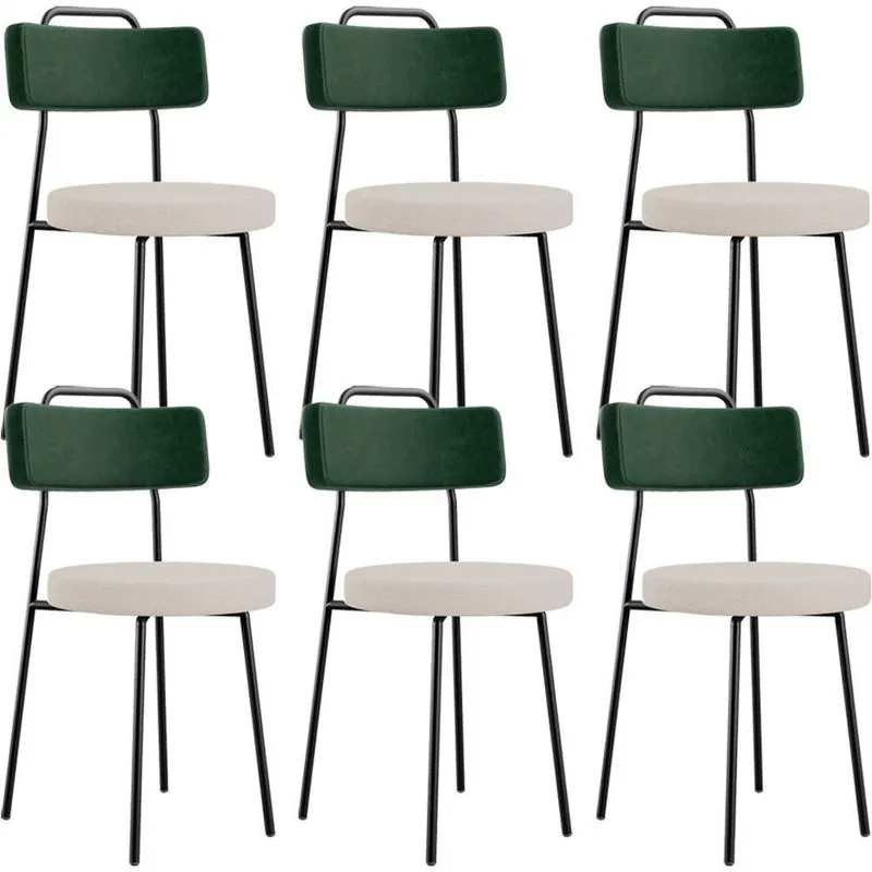 Kit 06 Cadeiras Decorativa Estofada Sala Jantar Barcelona L02 Facto Verde Musgo Linho Bege - Lyam