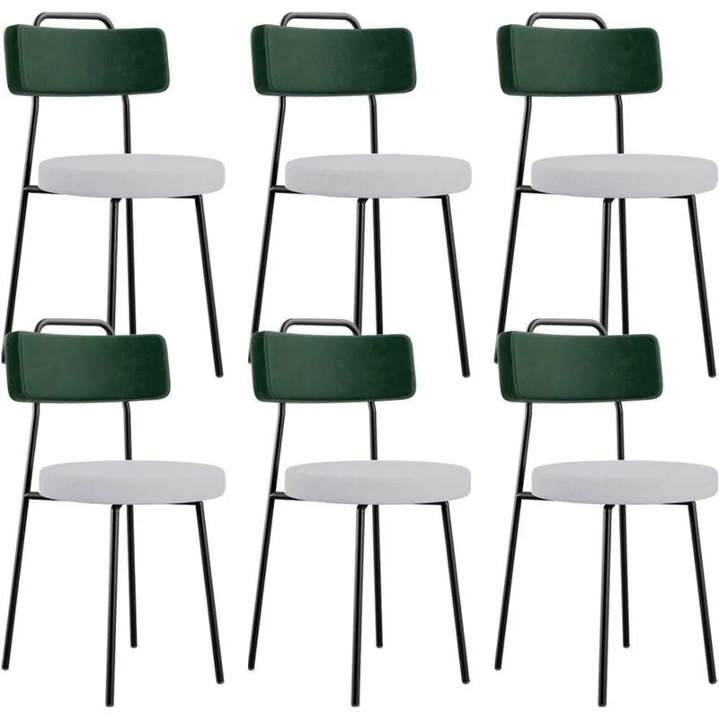 Kit 06 Cadeiras Decorativa Estofada Sala Jantar Barcelona L02 Facto Verde Musgo Linho Cinza - Lyam