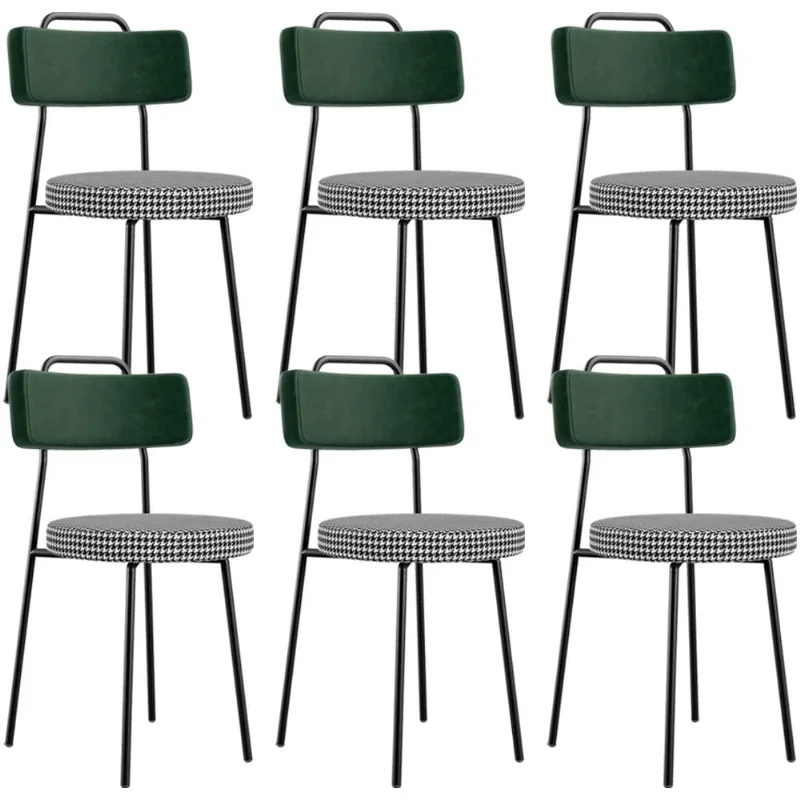 Kit 06 Cadeiras Decorativa Estofada Sala Jantar Barcelona L02 Facto Verde Musgo Pied Poule - Lyam - Lyam Decor