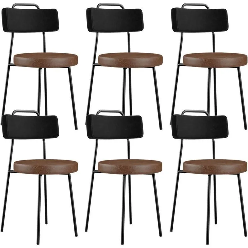Kit 06 Cadeiras Decorativas Estofada Para Sala Jantar Barcelona L02 Couríssimo Preto Marrom - Lyam