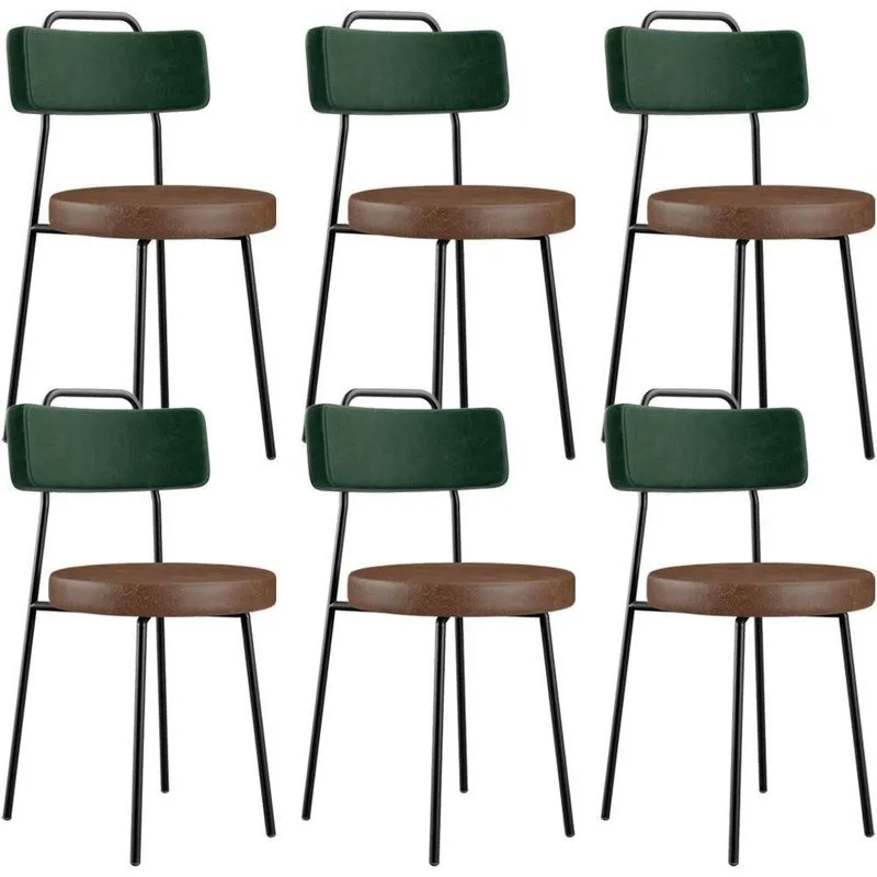 Kit 06 Cadeiras Estofada Para Sala Jantar Barcelona L02 Facto Verde Musgo Couríssimo Marrom - Lyam