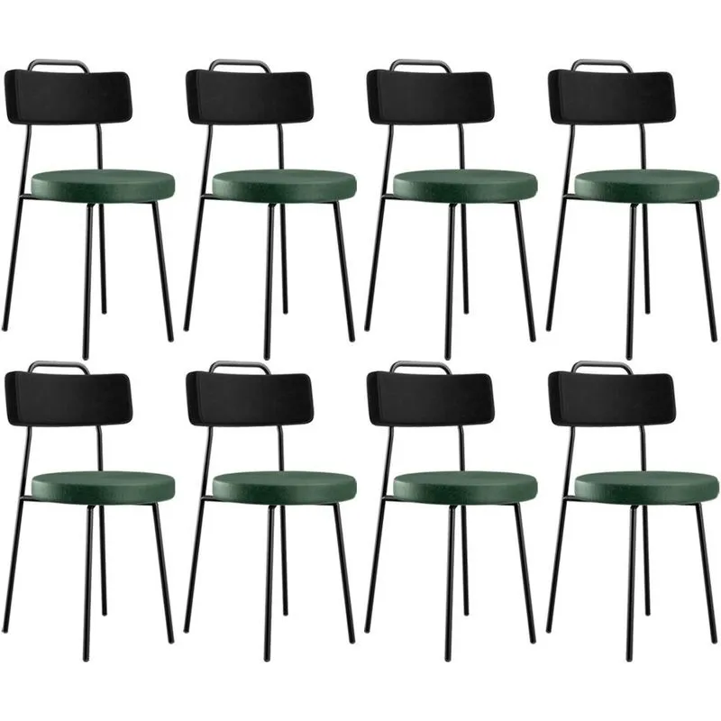 Kit 08 Cadeira Estofada Para Sala Jantar Barcelona L02 Couríssimo Preto Facto Verde Musgo - Lyam