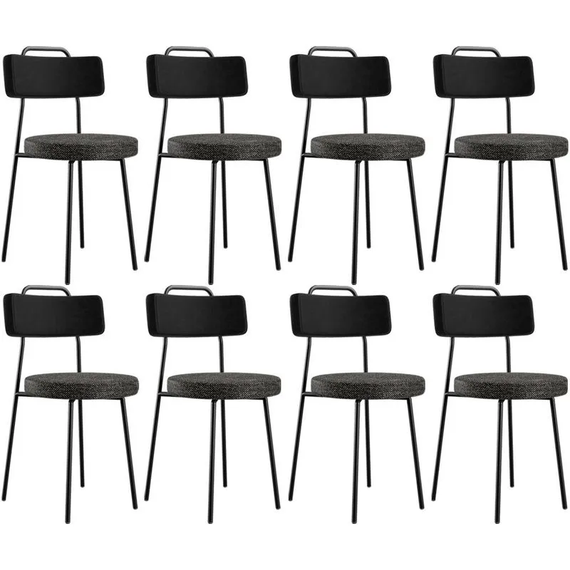 Kit 08 Cadeiras Decorativa Estofada Sala Jantar Barcelona L02 Couríssimo Preto Linho Chumbo - Lyam