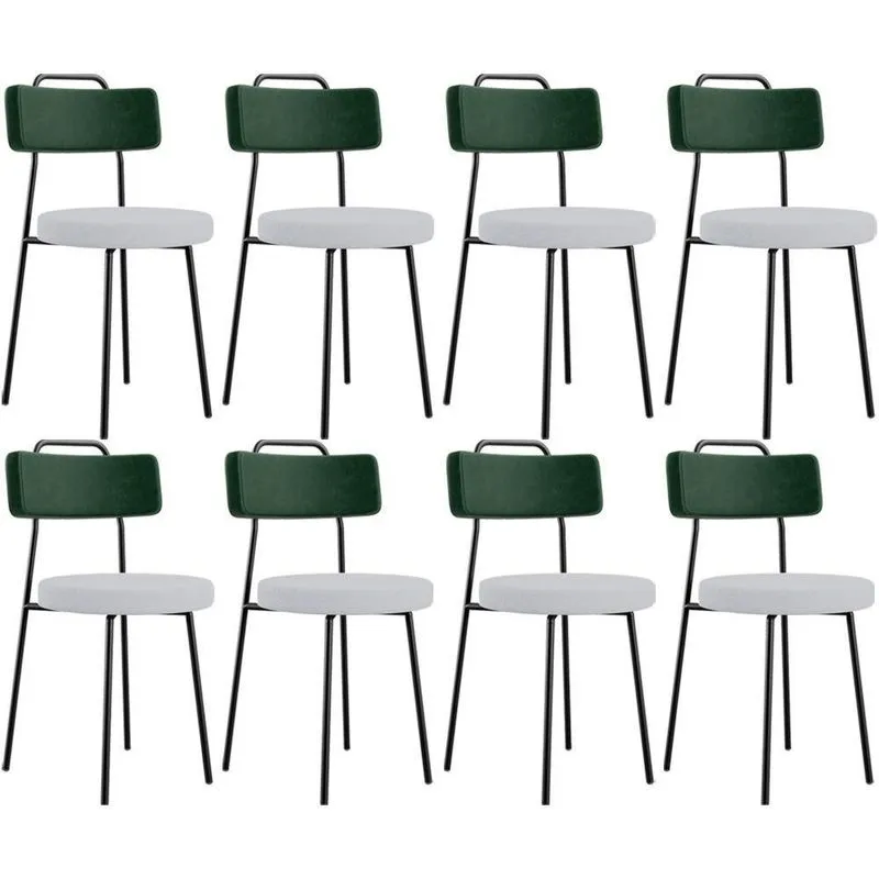Kit 08 Cadeiras Decorativa Estofada Sala Jantar Barcelona L02 Facto Verde Musgo Linho Cinza - Lyam
