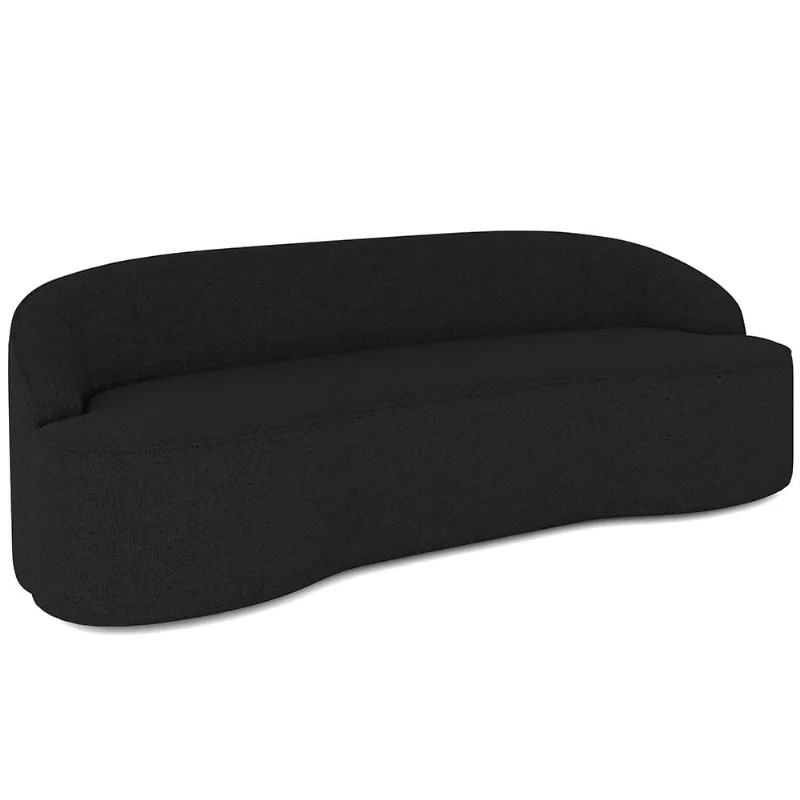 Sofá 3 Lugares Curvo Sala de Estar Living Lótus D02 Linho Chumbo 210 cm D-465 - Lyam Decor - Lyam Decor